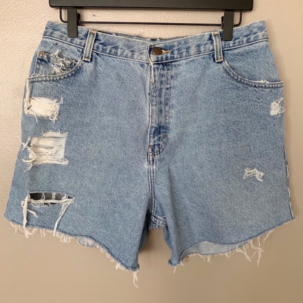 Vintage High Waist Distressed Mom Jean Shorts